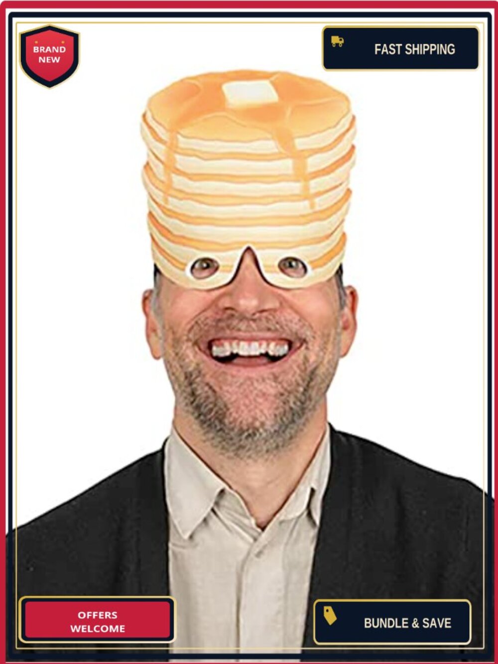 EVA Foam Pancake Mask Costume Adult Size Elastic Band